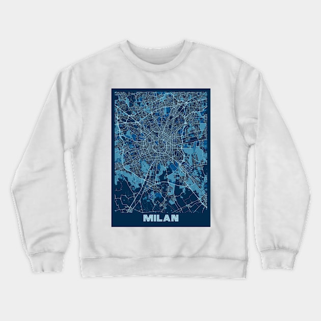 Milan - Italy Peace City Map Crewneck Sweatshirt by tienstencil